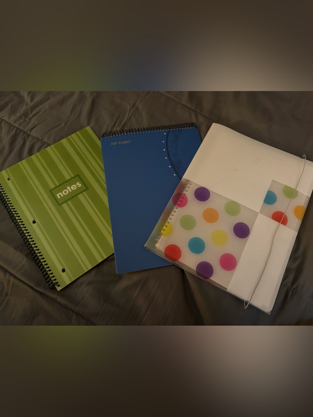 Polka Dot & Solid Color Notebooks - Green, Blue, White with Multicolor Dots
